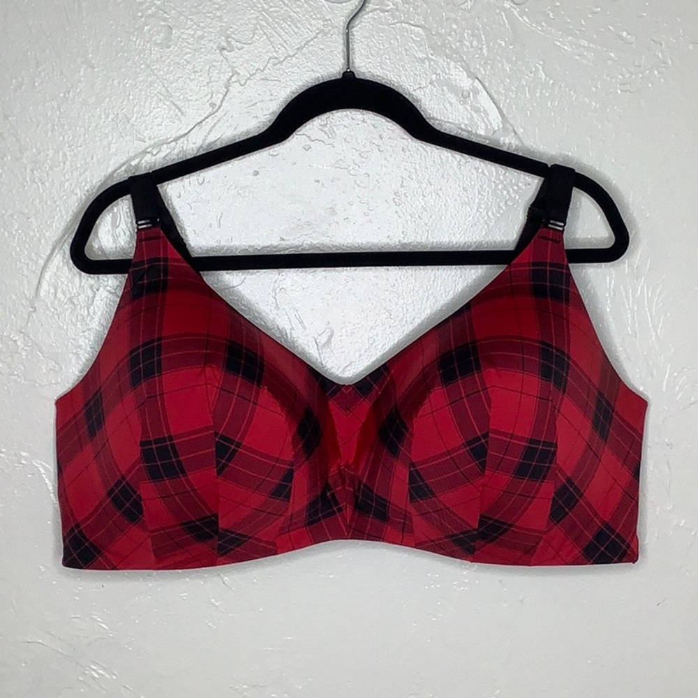 Torrid Curve H20 non padded no wire full coverage plaid pattern bra SZ 46DDD EUC